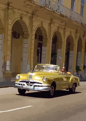 Golden Cuban car