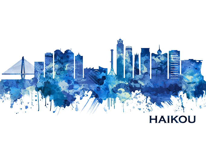 Haikou China Skyline Blue