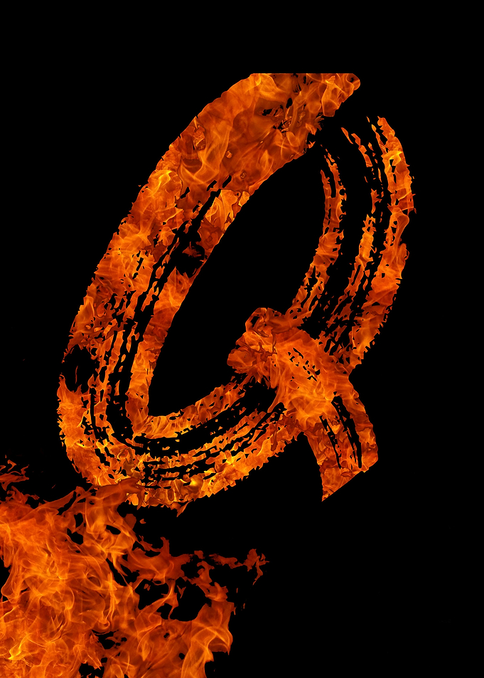 Burning on Fire Letter Q