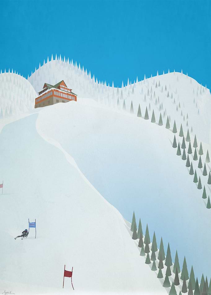 Skiing in the mountains