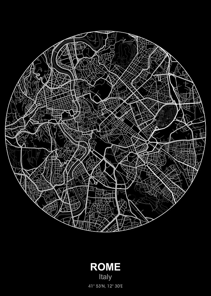 rome circle map black