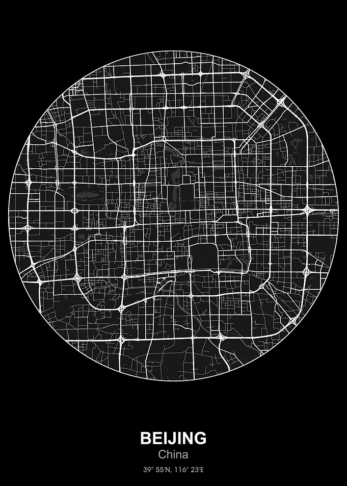 beijing circle map black