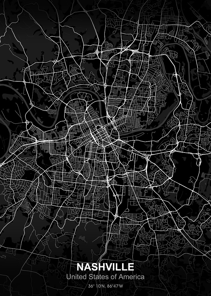 nashville city map black