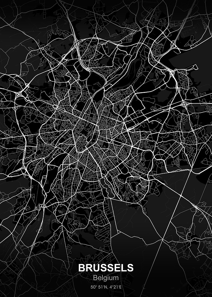 brussels city map black