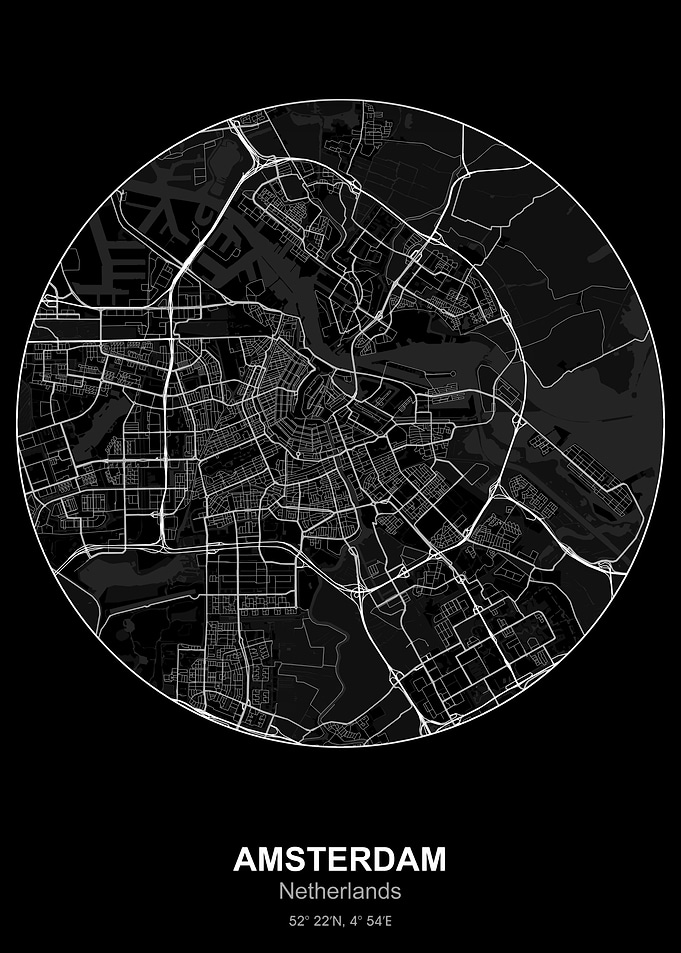 amsterdam circle map black