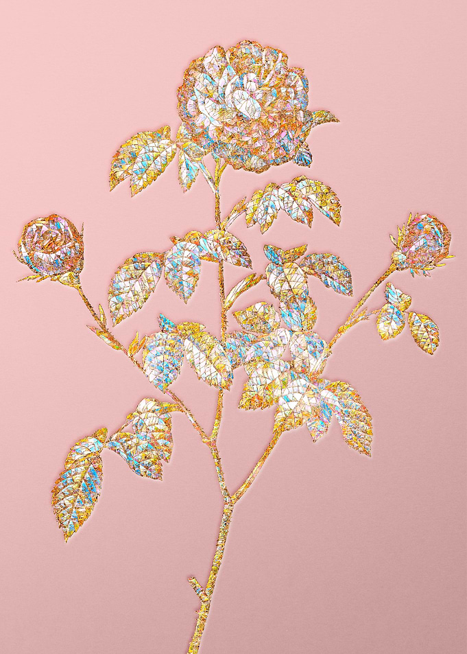 Pink Rainbow Mosaic Flower