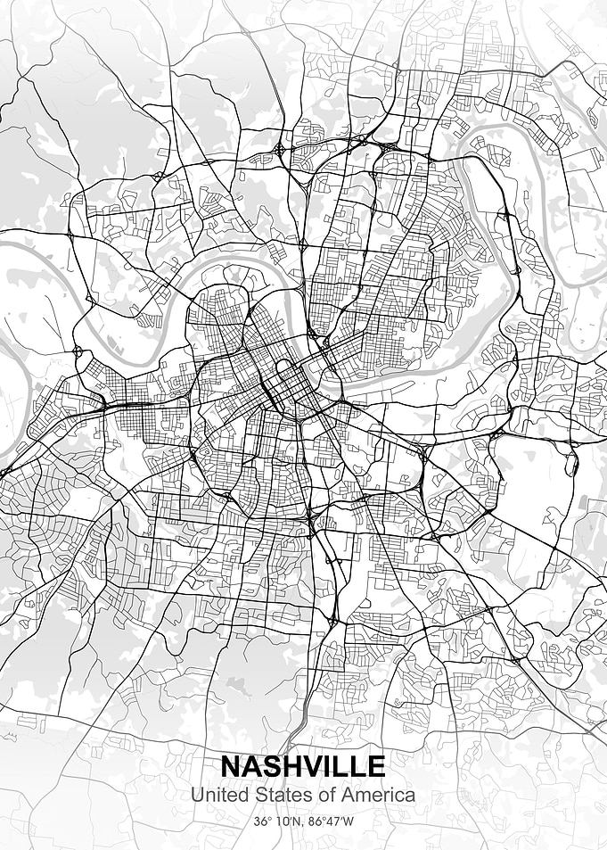 nashville city map white