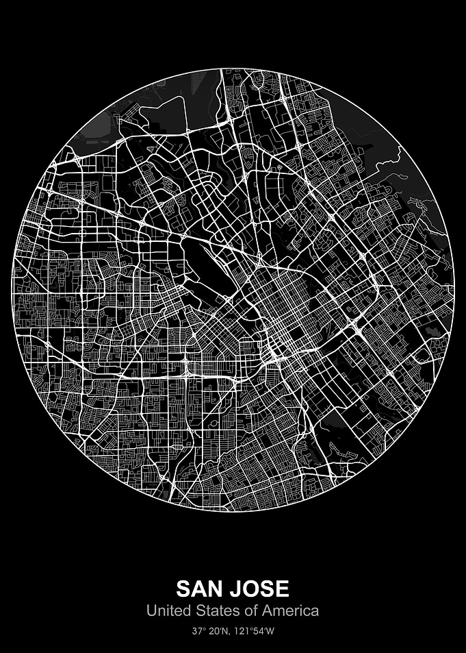 san jose circle map black
