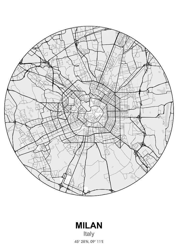milan circle map white