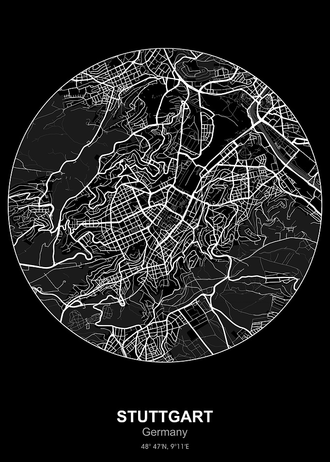stuttgart circle map black