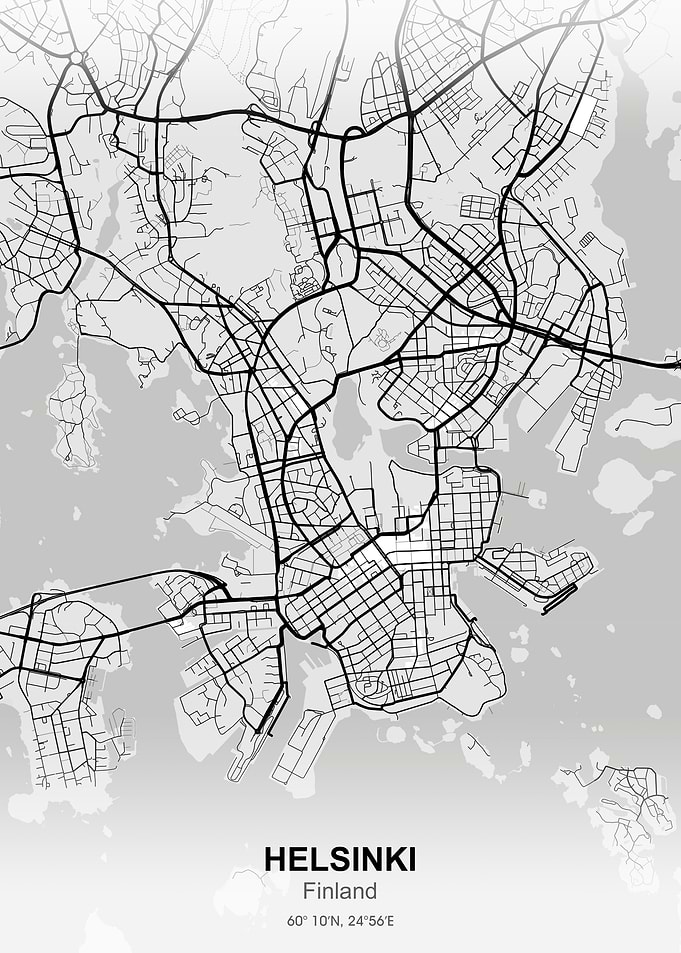 helsinki city map white