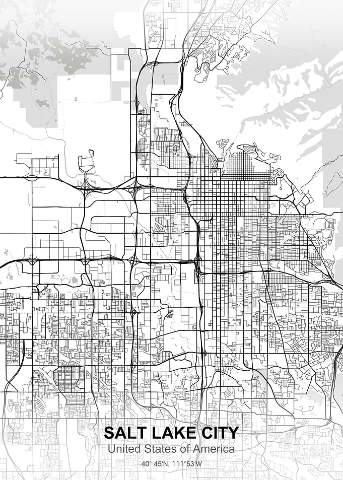 salt lake city map white