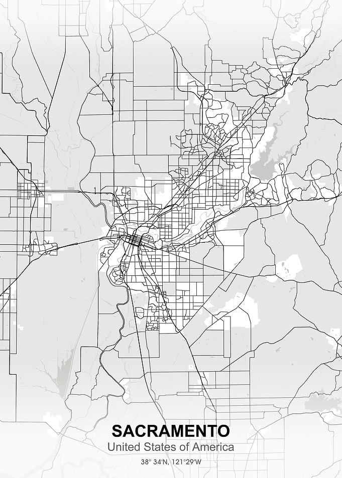 sacramento city map white
