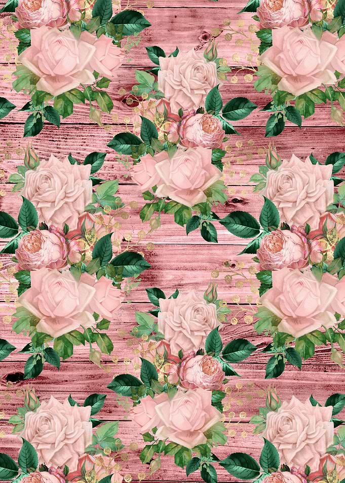 Blush Floral on Wood 07