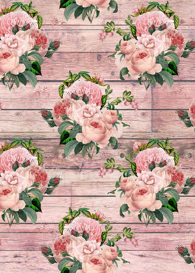 Blush Floral on Wood 09