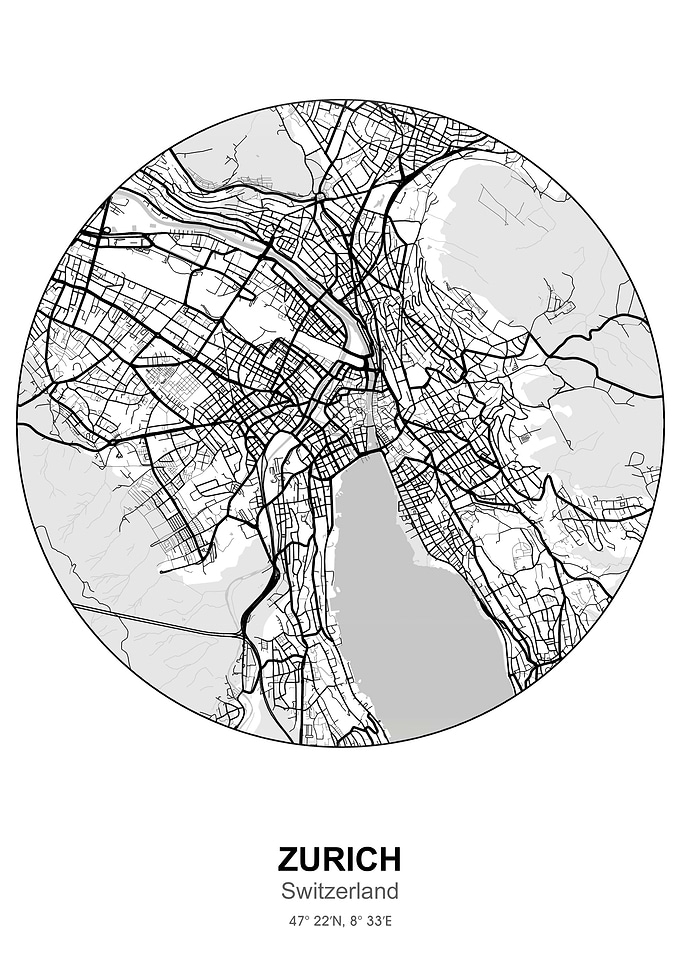 zurich circle map white