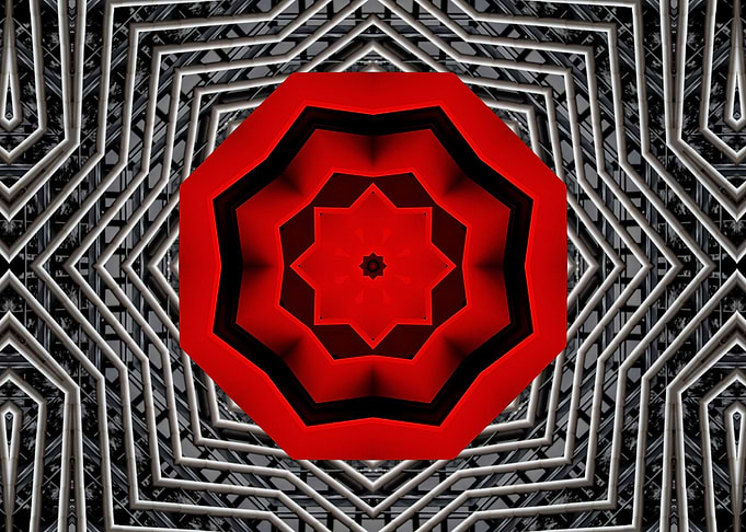 Red Grey Ninja Abstract