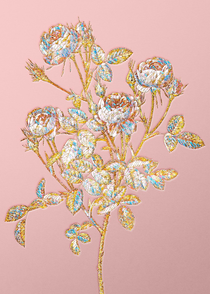 Pink Rainbow Mosaic Flower