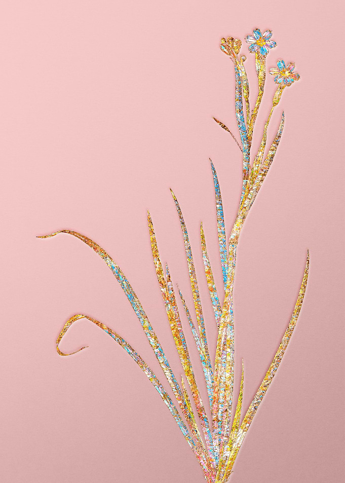 Gold Crystal Mosaic Flower