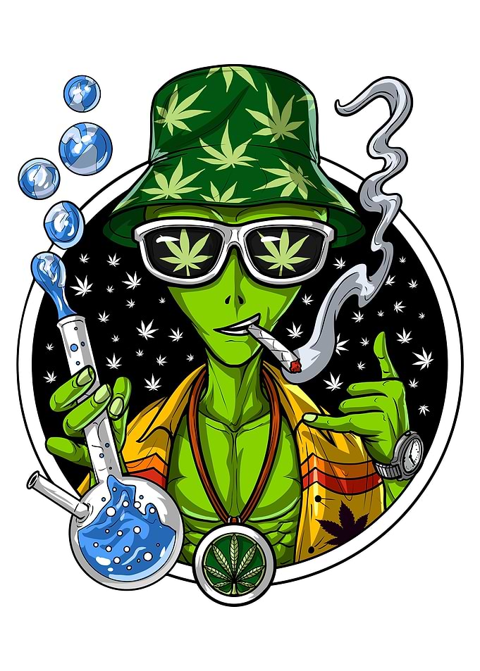Stoner Alien Smoking Weed