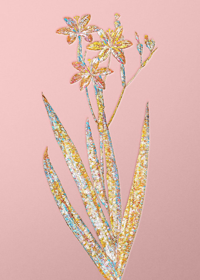 Gold Crystal Mosaic Flower