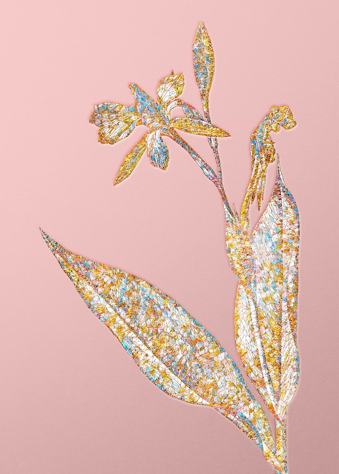 Gold Crystal Mosaic Flower