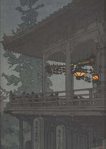 A Temple Veranda at Night