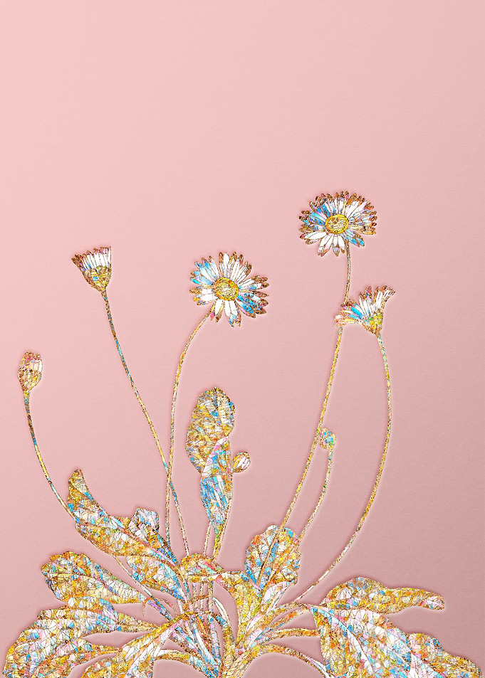 Pink Daisy Mosaic Flower