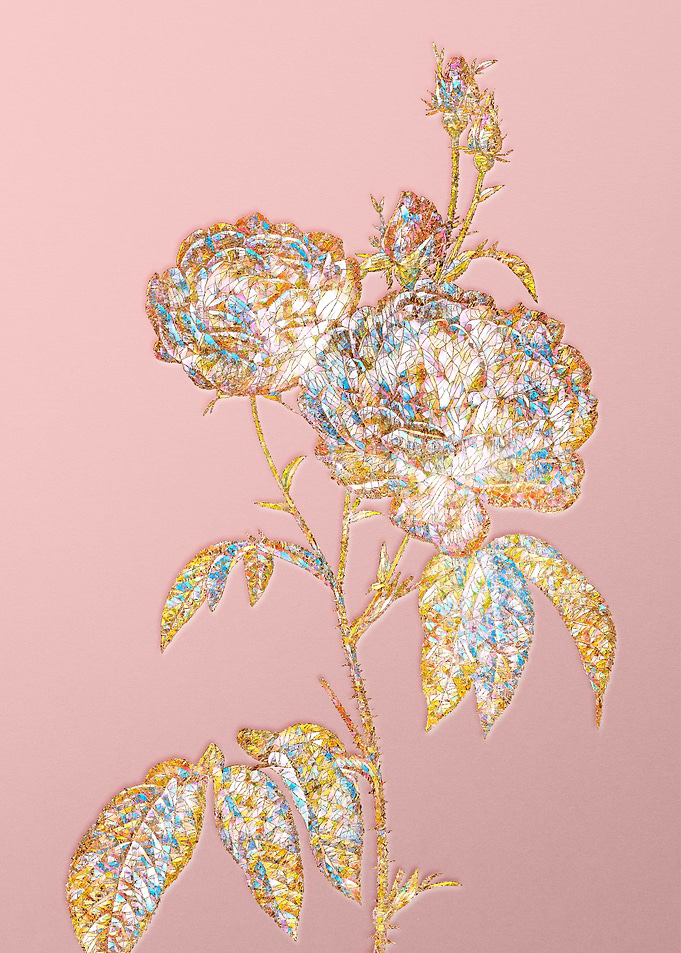 Pink Crystal Mosaic Flower