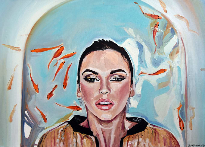MOLLY gold fishes girl