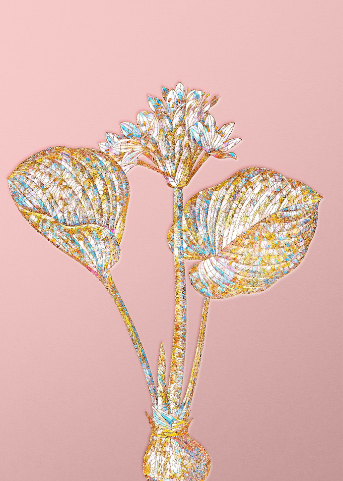 Gold Rainbow Mosaic Flower