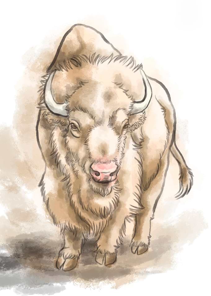 White Buffalo Watercolor