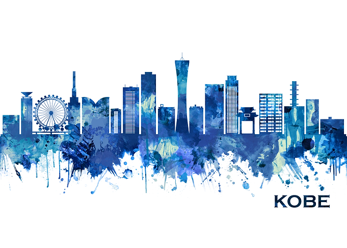 Kobe Japan Skyline Blue