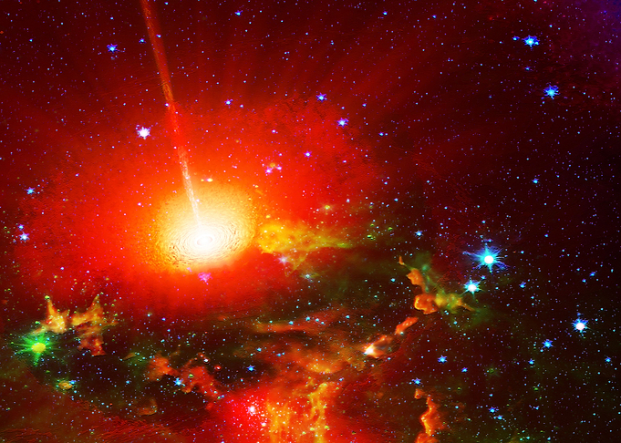 Red Vortex in Outer Space