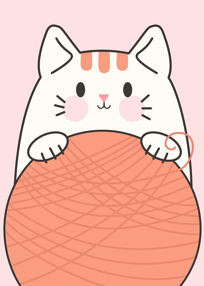 Cat with a ball of thread