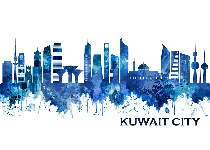 Kuwait City Skyline Blue