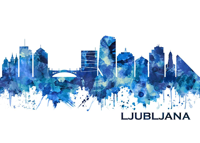 Ljubljana Skyline Blue