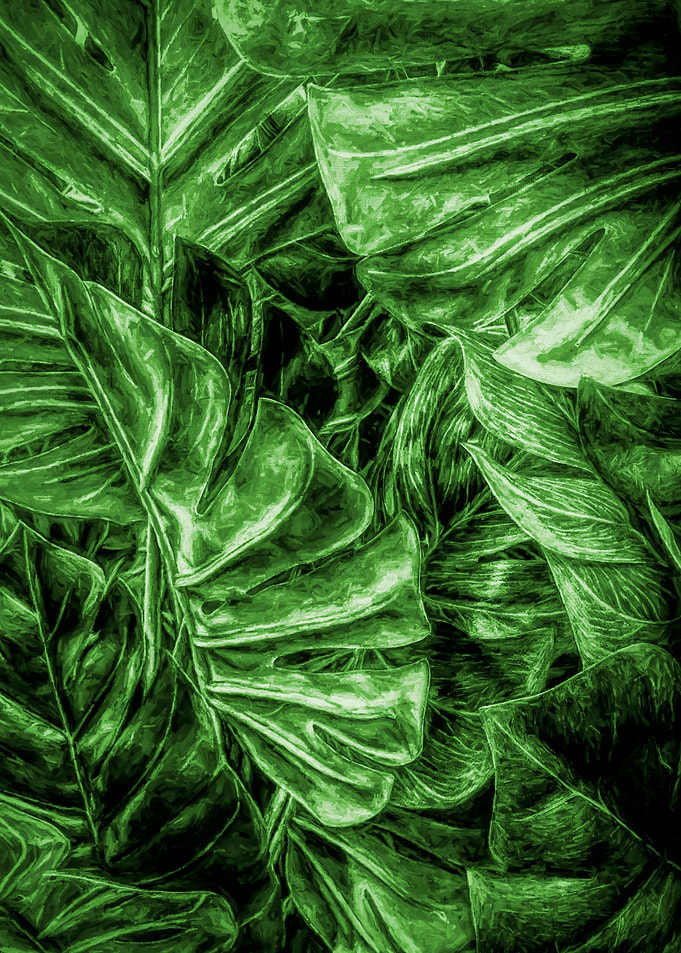 Painted Monstera Palm leaf