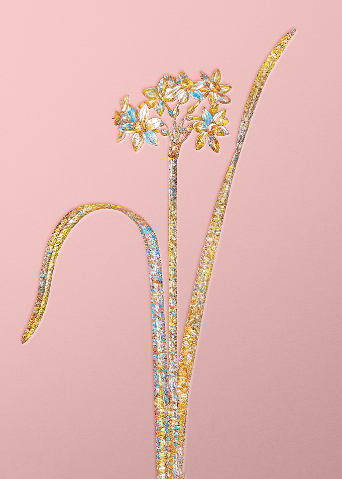 Gold Crystal Mosaic Flower