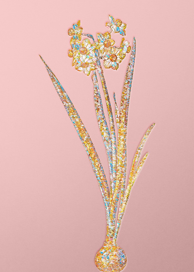 Gold Crystal Mosaic Flower