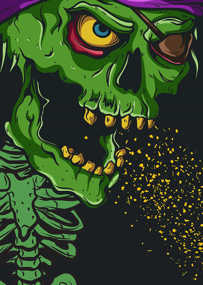 green pirate skull
