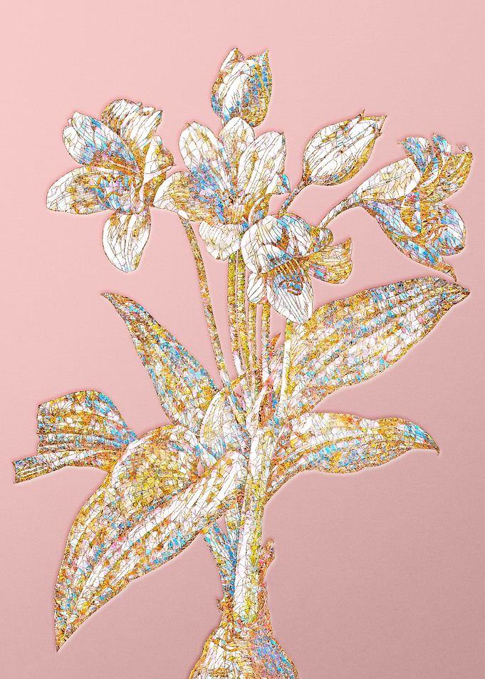 Gold Crystal Mosaic Flower