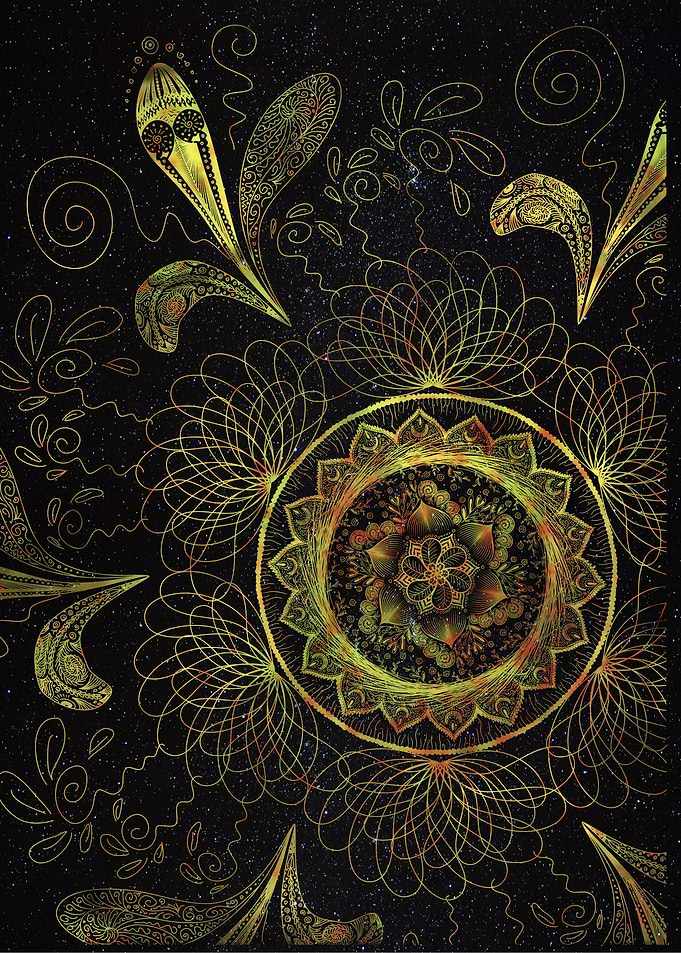 Sun mandala watercolor
