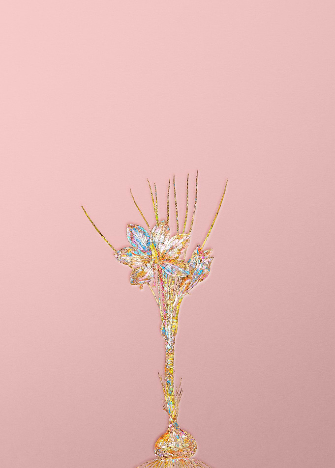Gold Crystal Mosaic Flower