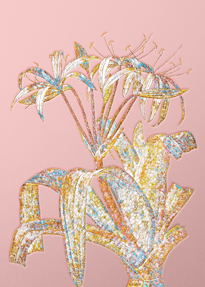Gold Crystal Mosaic Flower