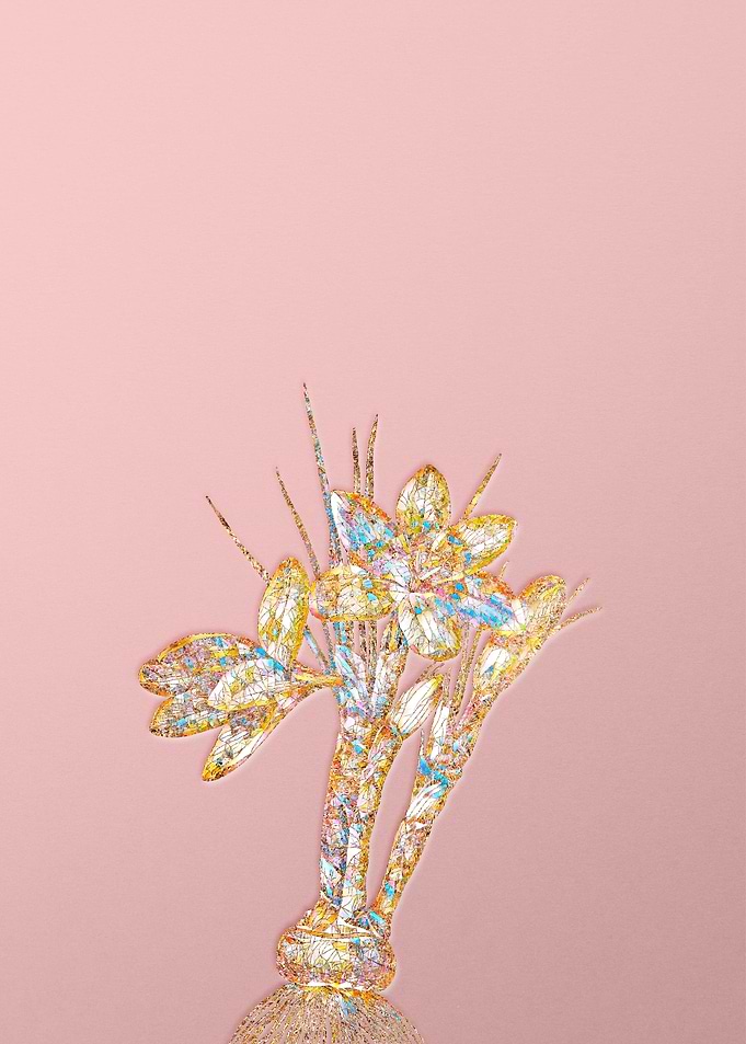 Gold Crystal Mosaic Flower