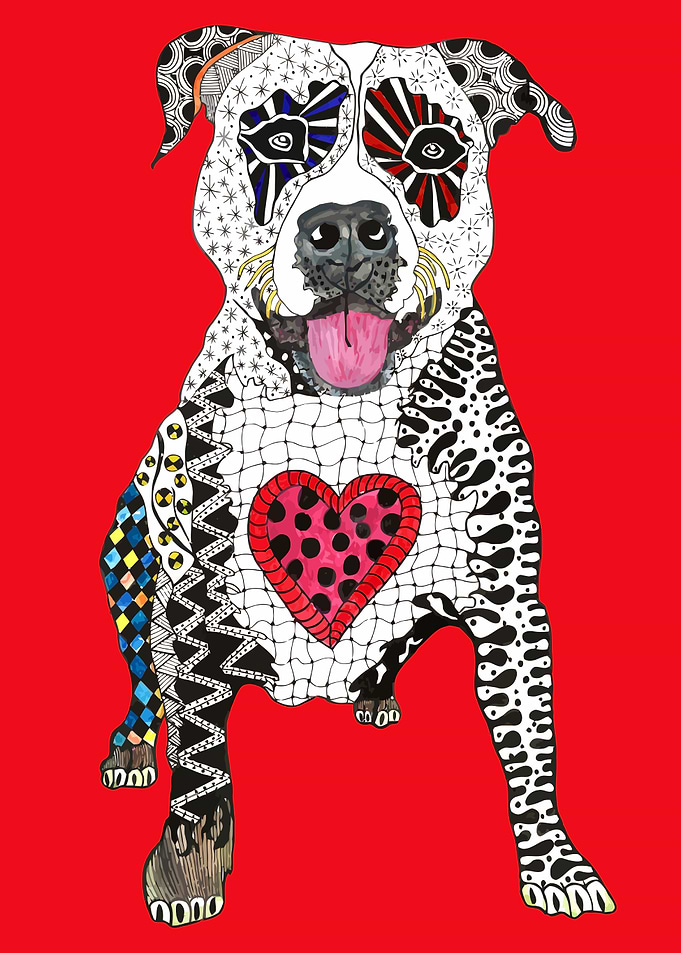 Colorful Pitbull Dog Love