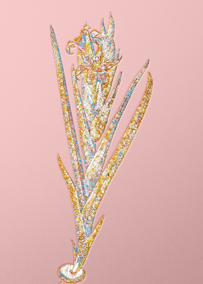 Gold Rainbow Mosaic Flower