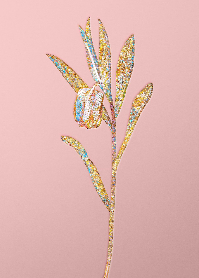Pink Crystal Mosaic Flower