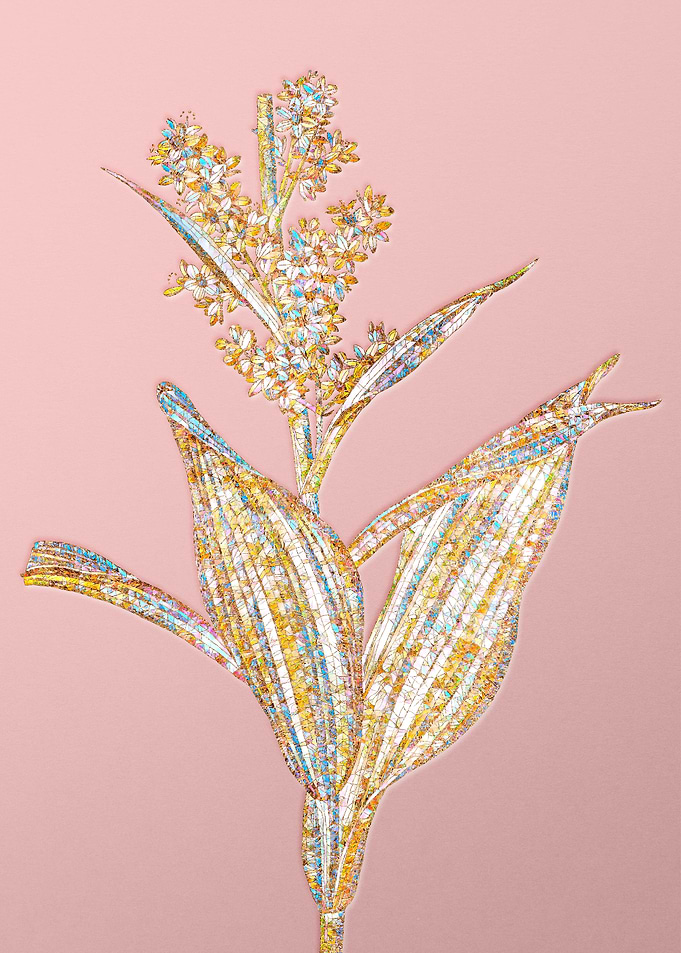 Gold Rainbow Mosaic Flower